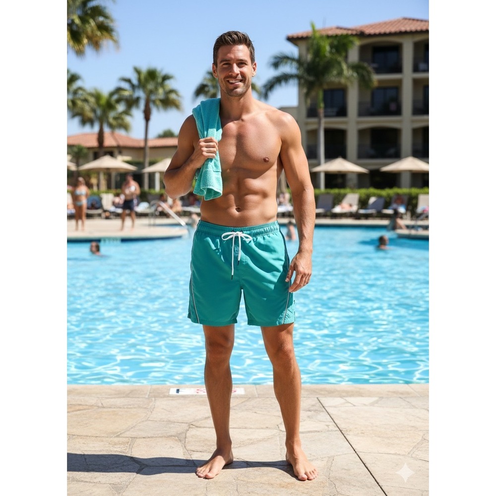 Mens Speedo Swim Trunks Siz M. 18" Waist, 12" Rise, 8" Inseam.